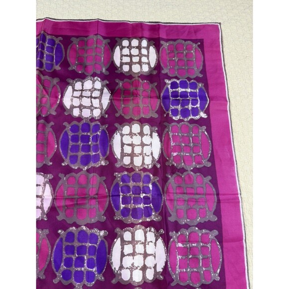 Vera Neumann Turtle Square‎ Scarf Magenta Purple Burgundy Abstract Vintage 26.5" - Picture 3 of 13